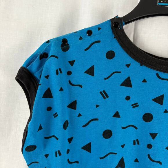 Vintage 80s Jacques Moret Cap Sleeve Bodysuit Leotard-Black Blue Large - Picture 6 of 6